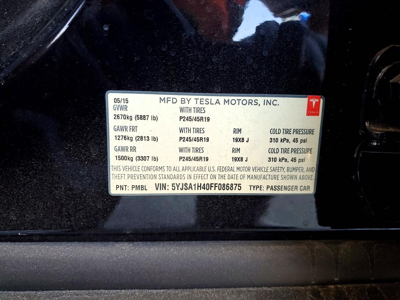 2015 TESLA MODEL S