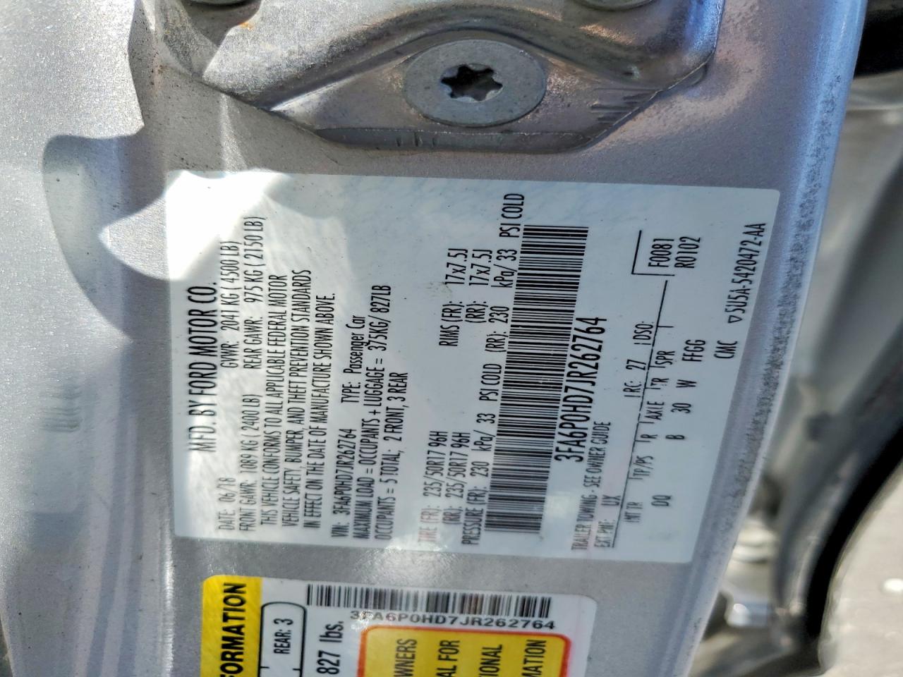 2018 FORD FUSION