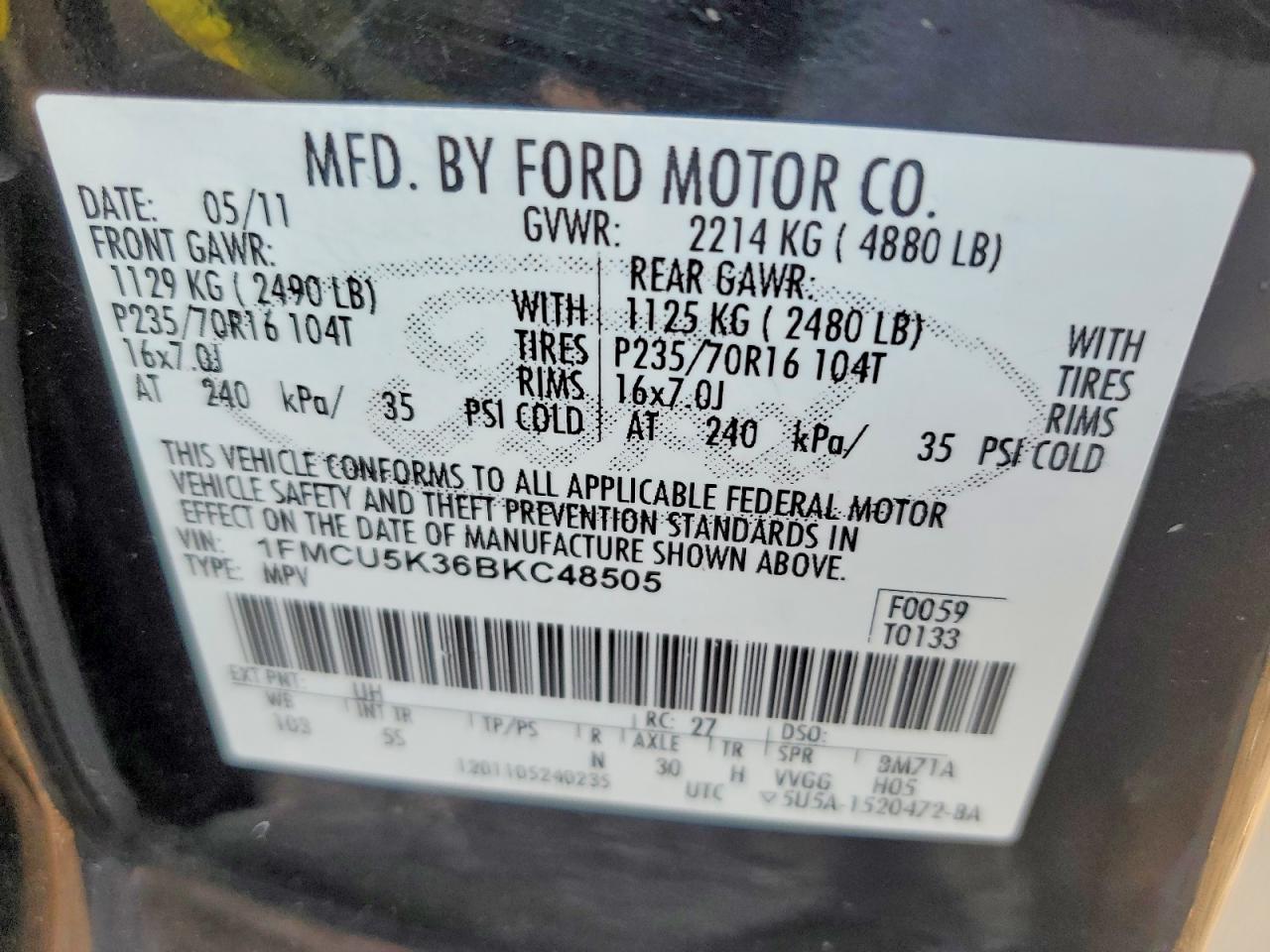 2011 FORD ESCAPE