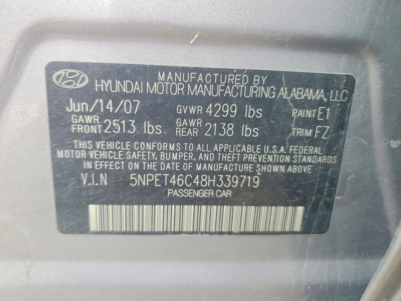 2008 HYUNDAI SONATA