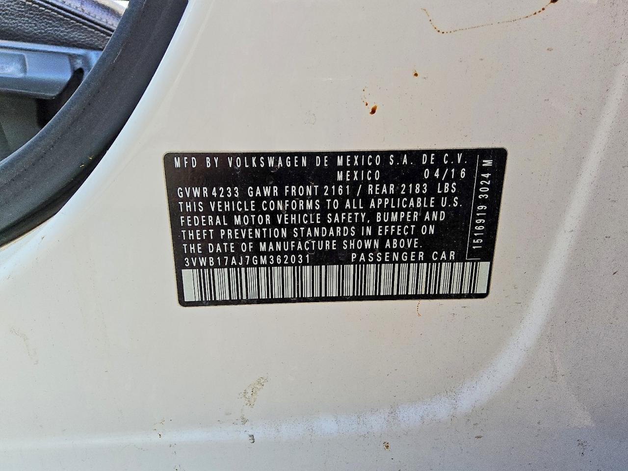 2016 VOLKSWAGEN JETTA