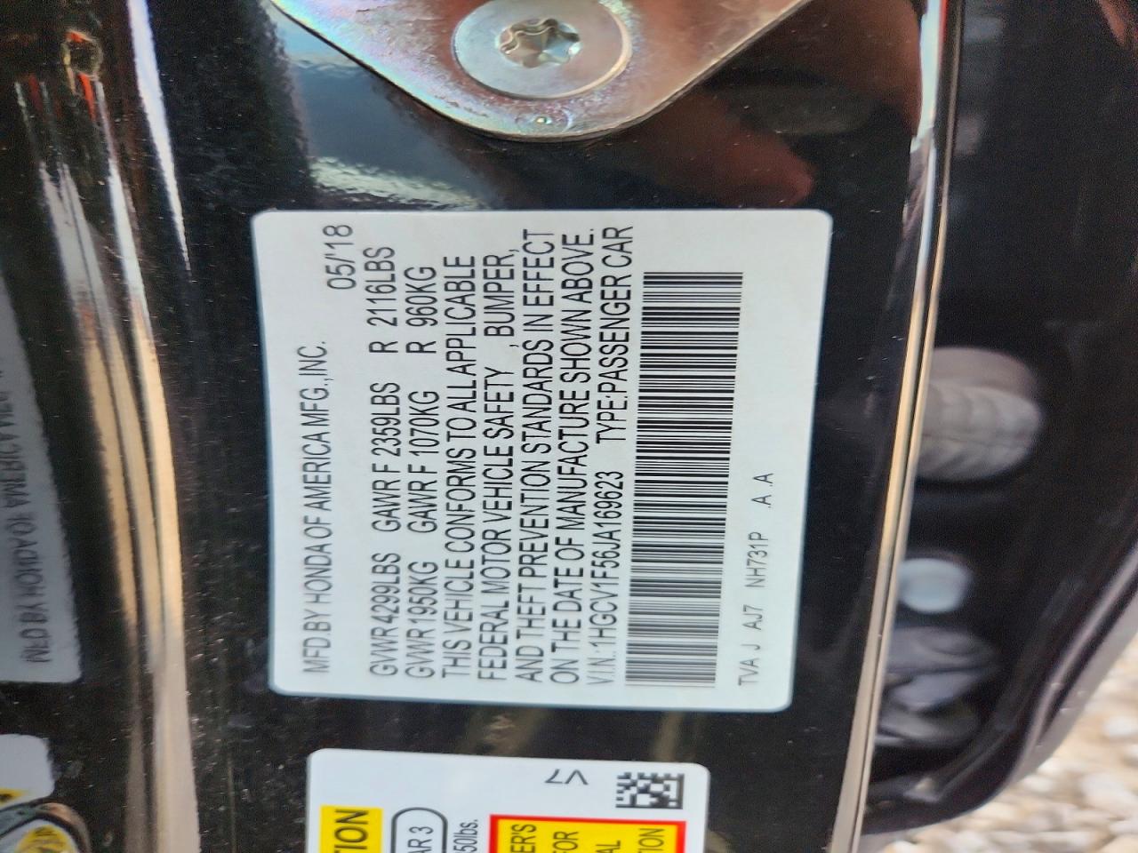 2018 HONDA ACCORD