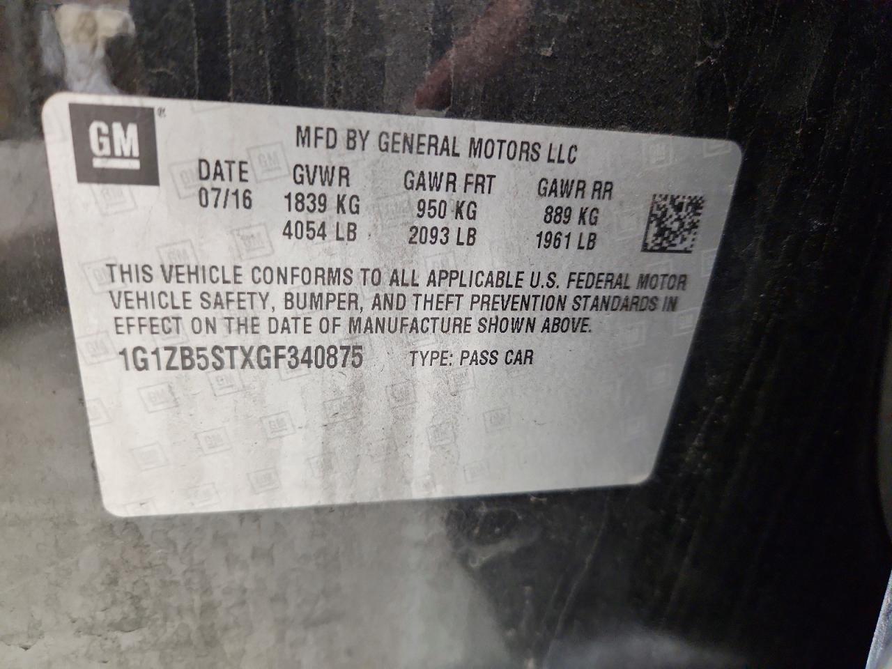 2016 CHEVROLET MALIBU