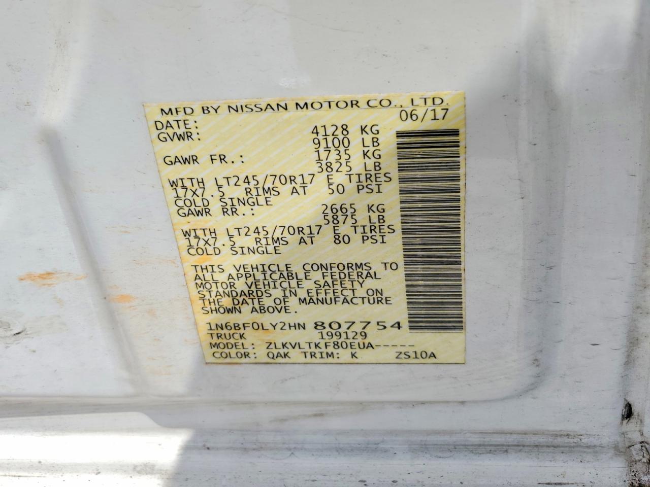 2017 NISSAN NV