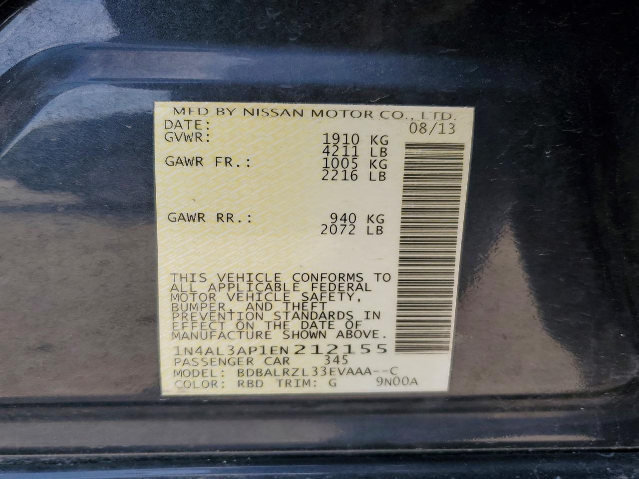 2014 NISSAN ALTIMA