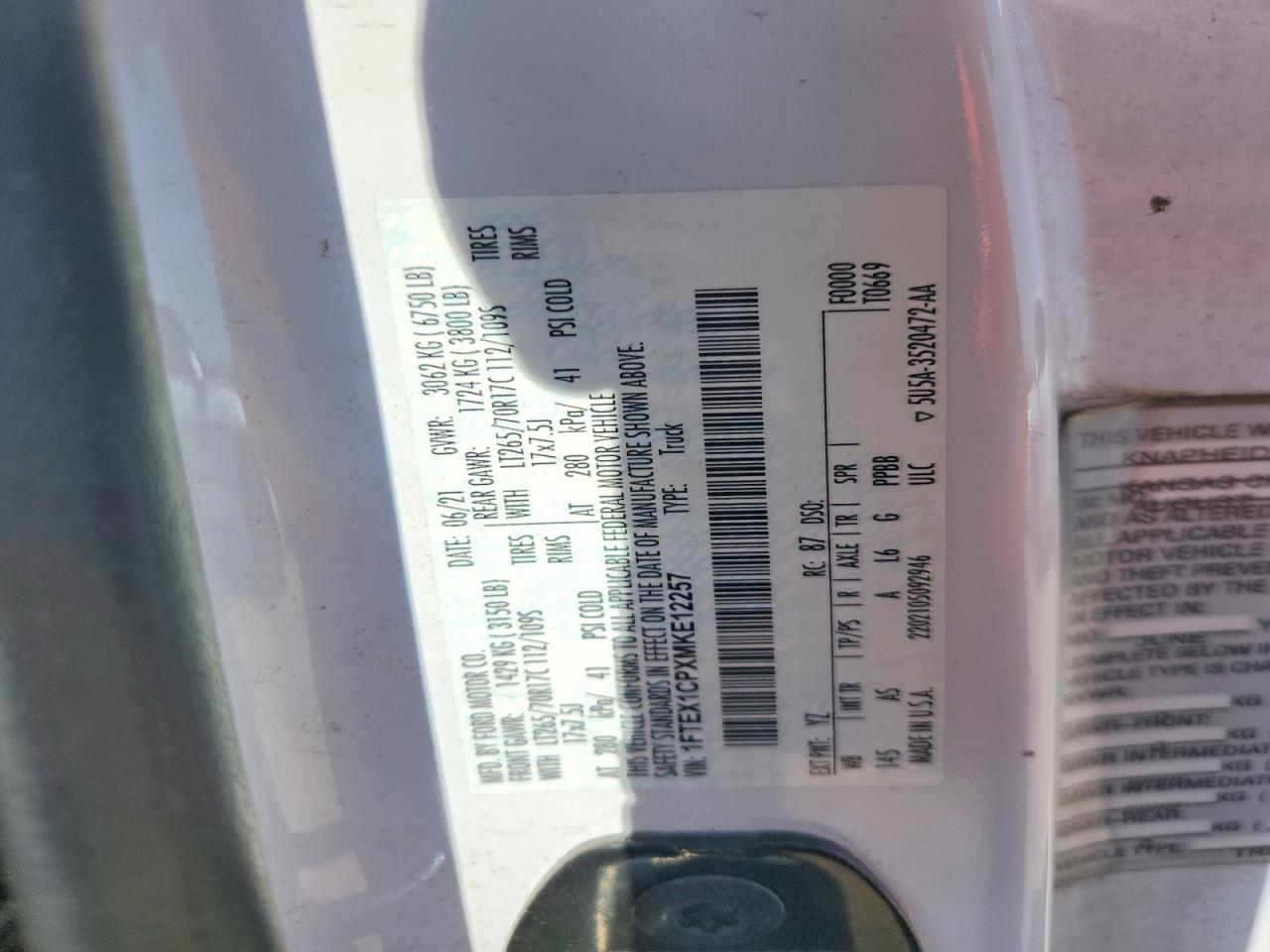 2021 FORD F150
