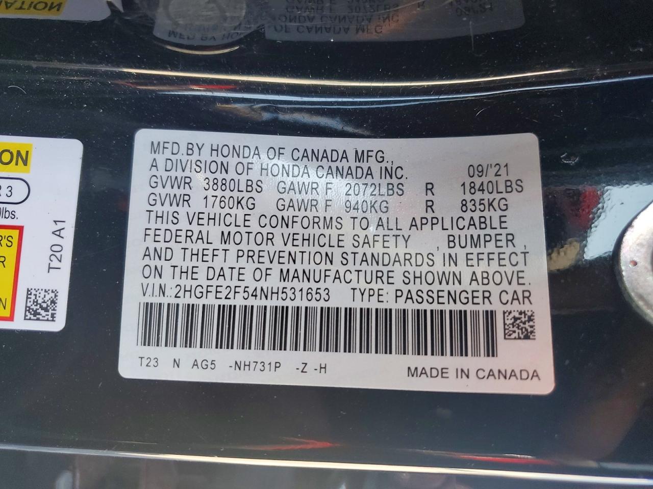 2022 HONDA CIVIC