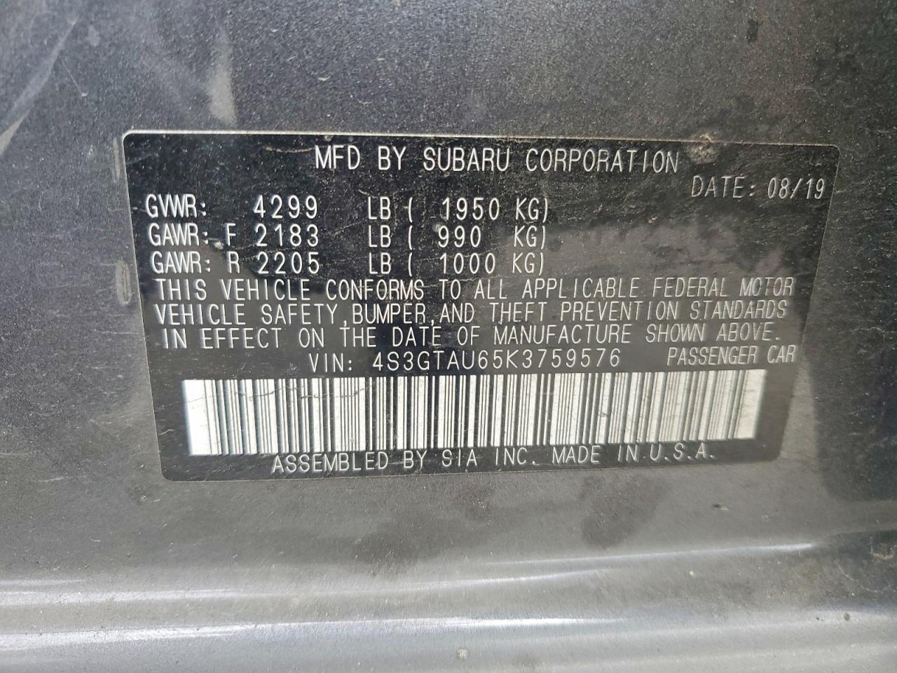 2019 SUBARU IMPREZA