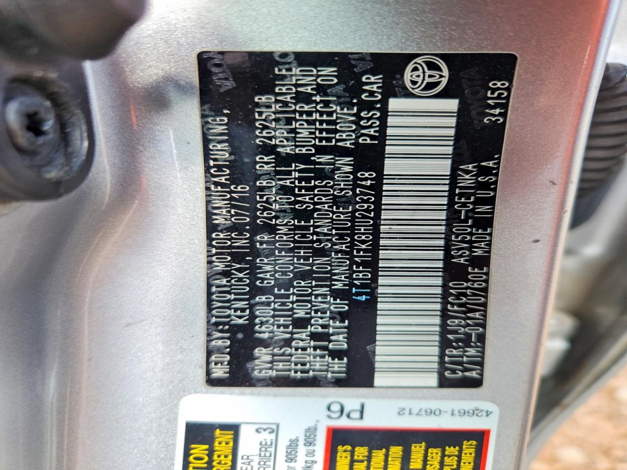 2017 TOYOTA CAMRY
