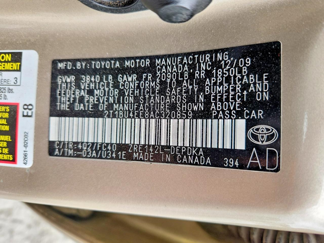 2010 TOYOTA COROLLA