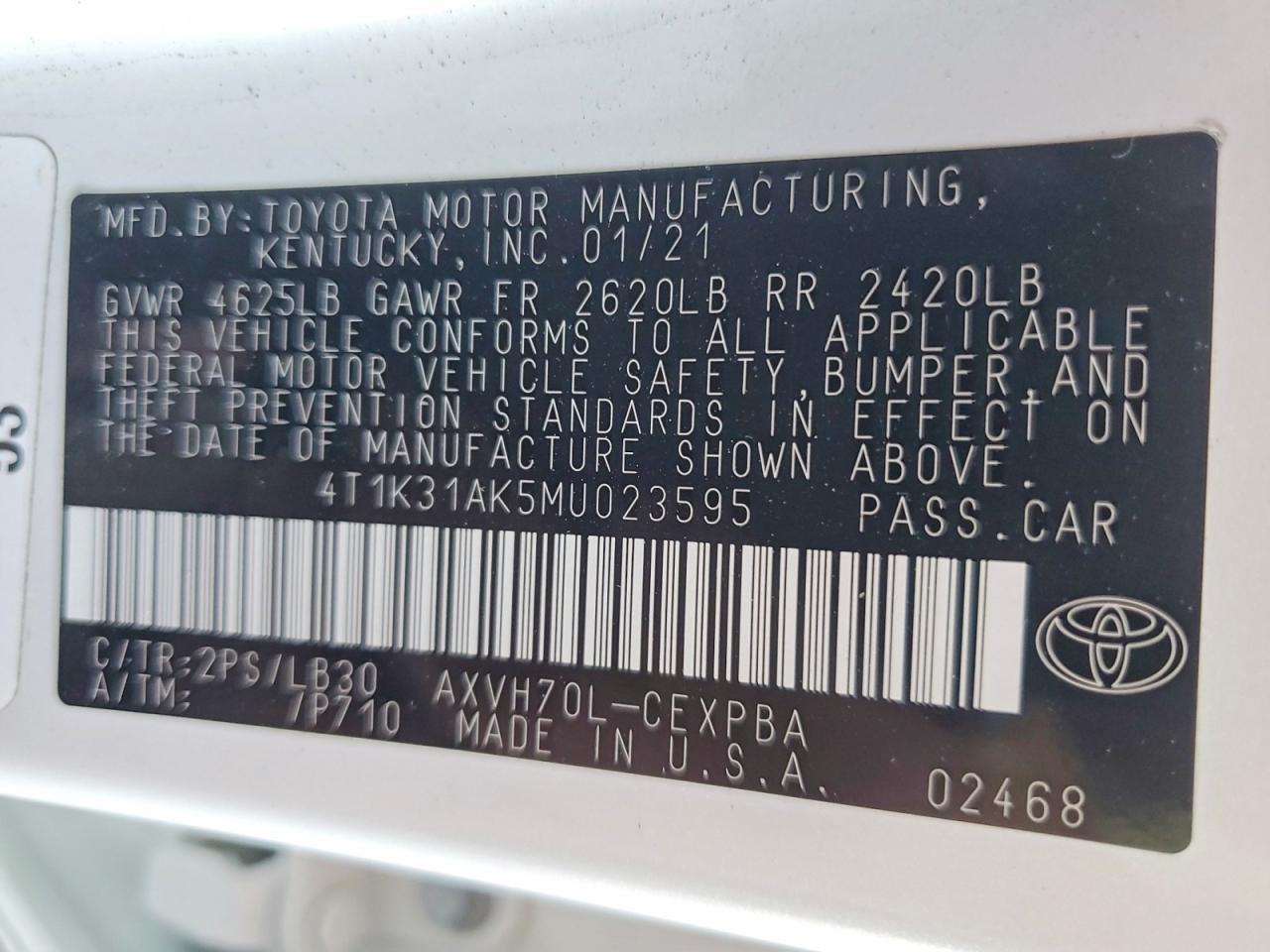 2021 TOYOTA CAMRY