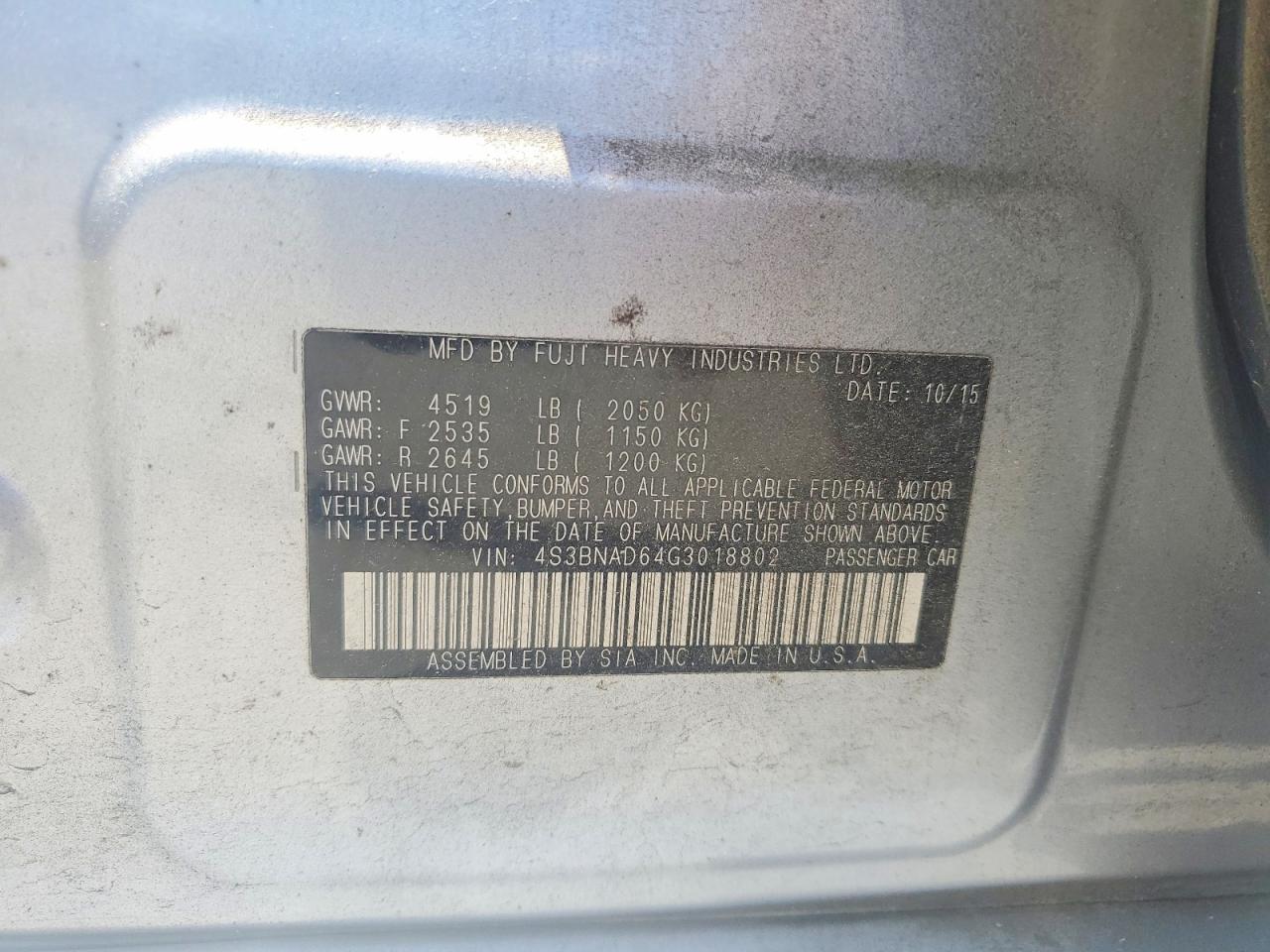 2016 SUBARU LEGACY