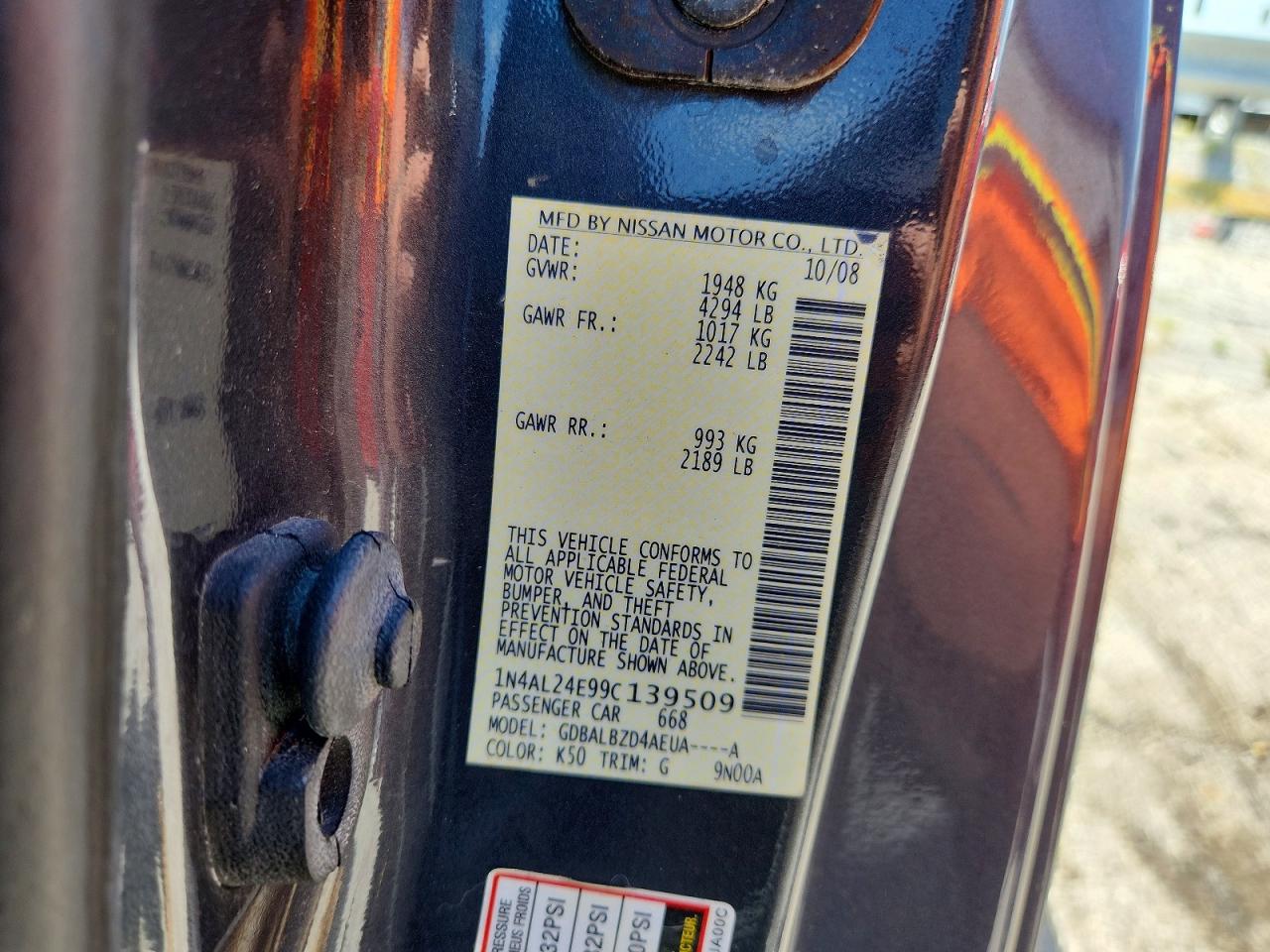 2009 NISSAN ALTIMA