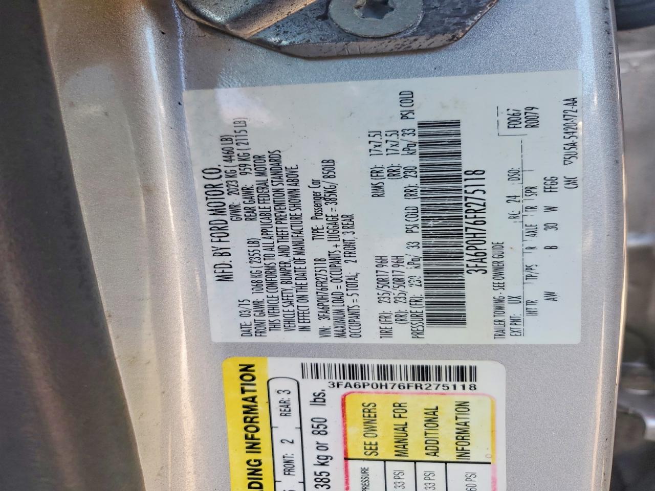 2015 FORD FUSION