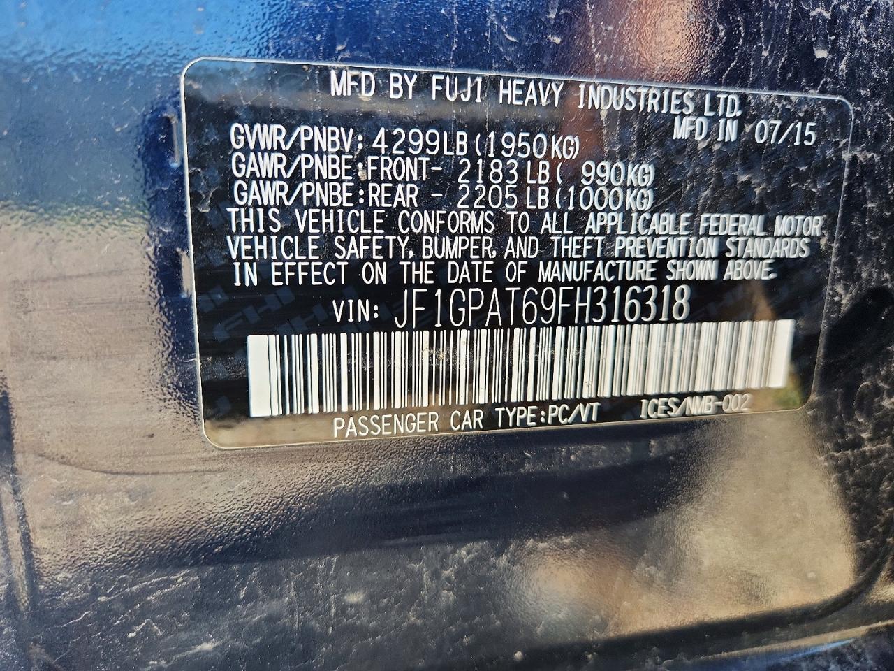 2015 SUBARU IMPREZA