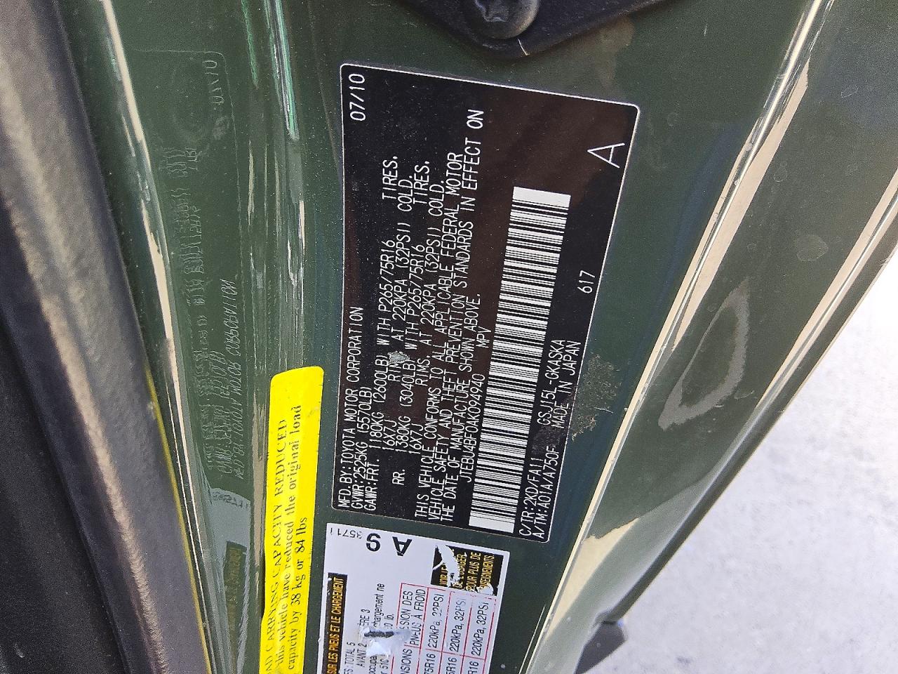2010 TOYOTA FJ CRUISER