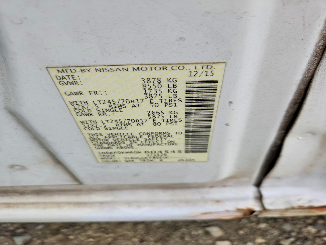 2016 NISSAN NV