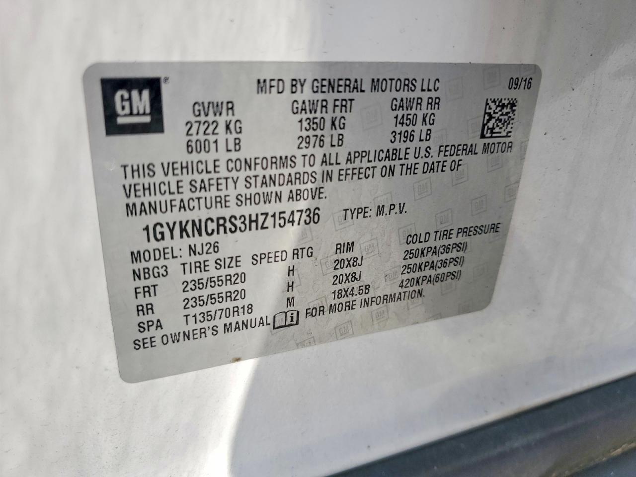 2017 CADILLAC XT5