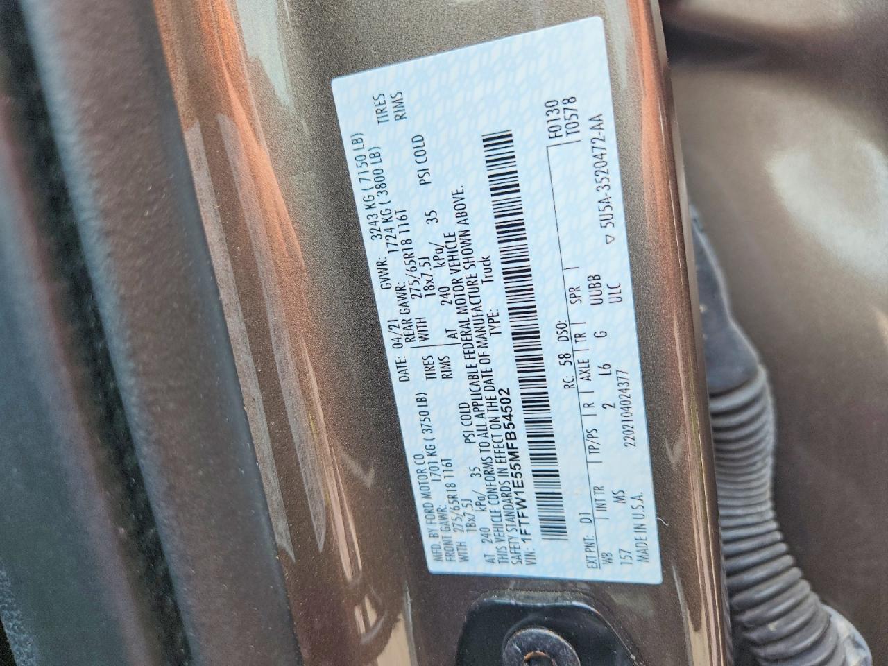 2021 FORD F150