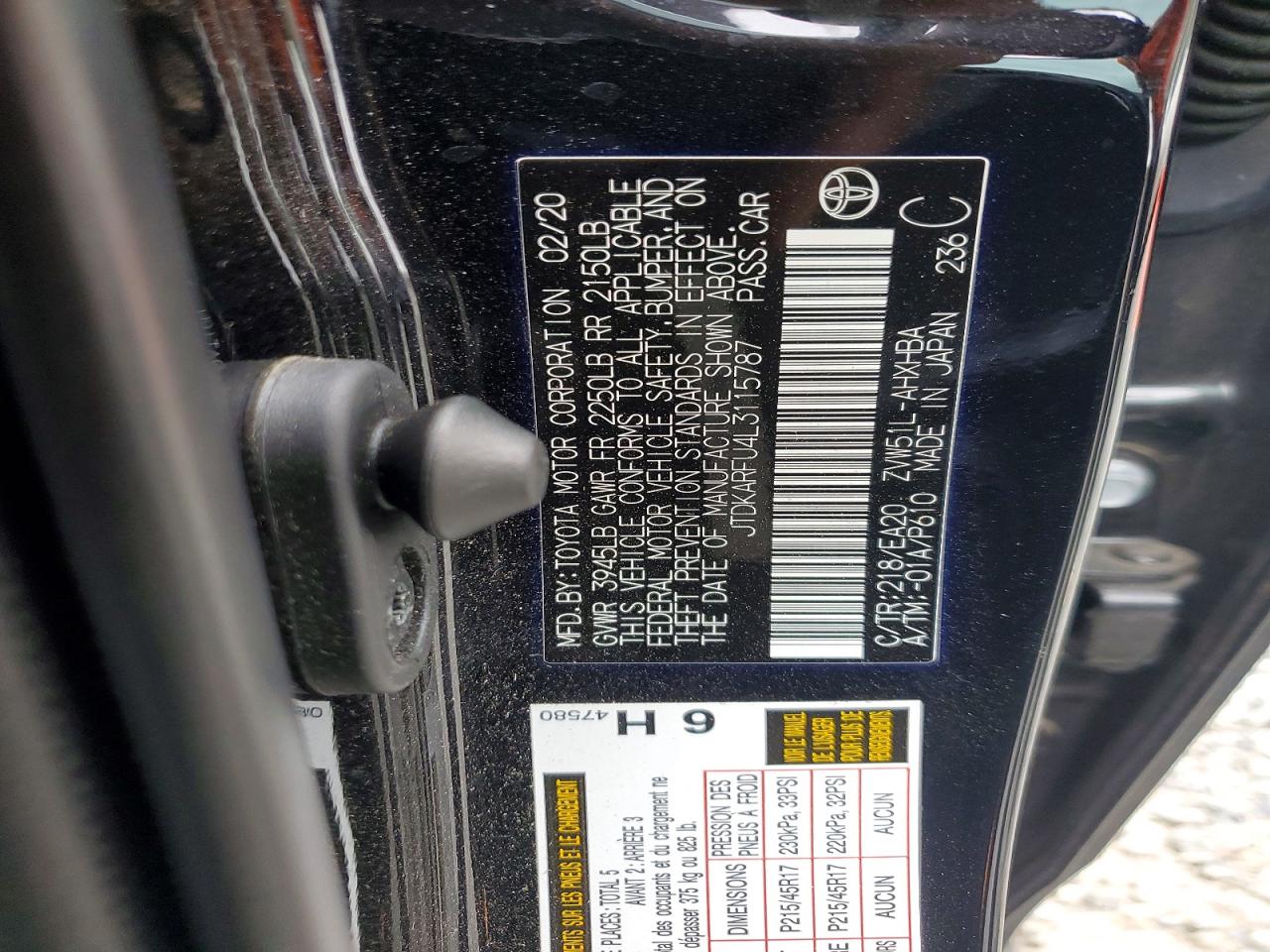 2020 TOYOTA PRIUS