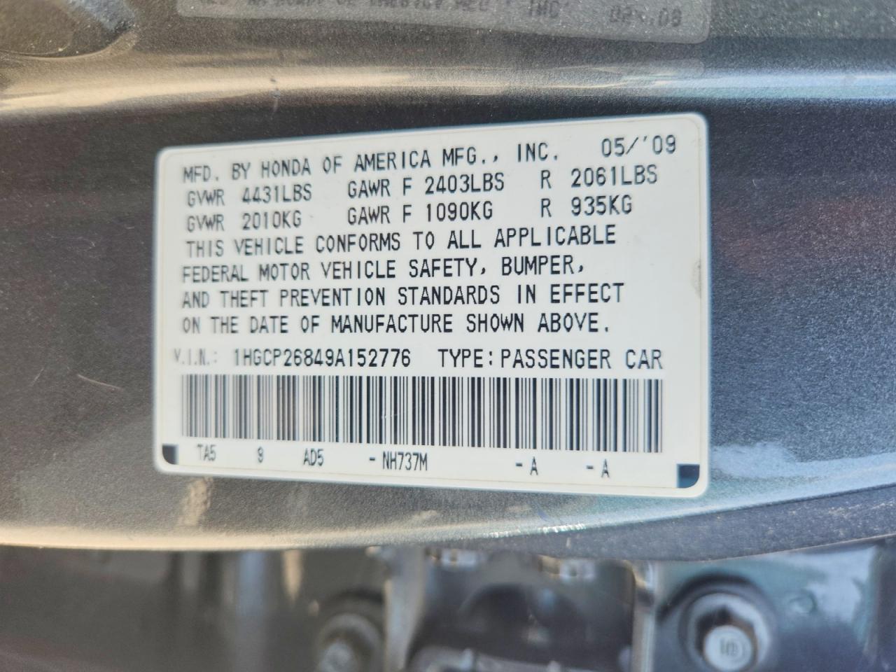 2009 HONDA ACCORD