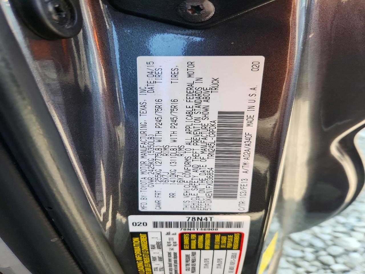 2015 TOYOTA TACOMA