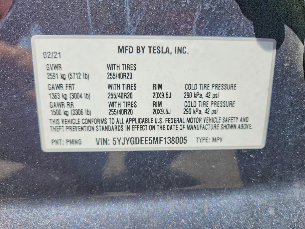 2021 TESLA MODEL Y