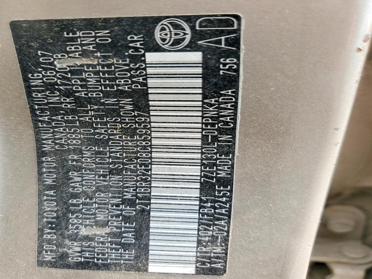 2008 TOYOTA COROLLA