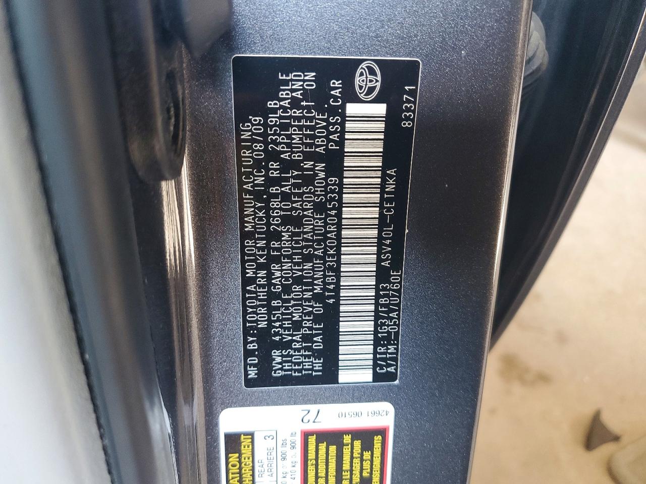 2010 TOYOTA CAMRY
