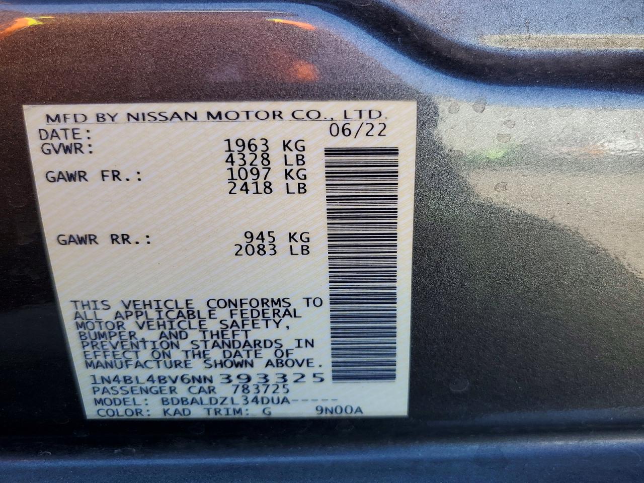 2022 NISSAN ALTIMA