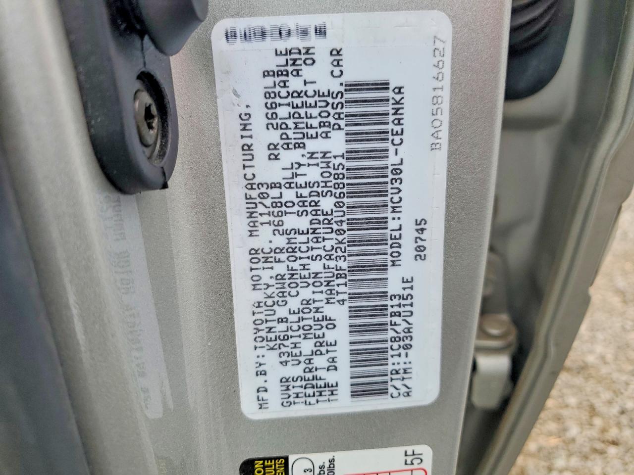 2004 TOYOTA CAMRY