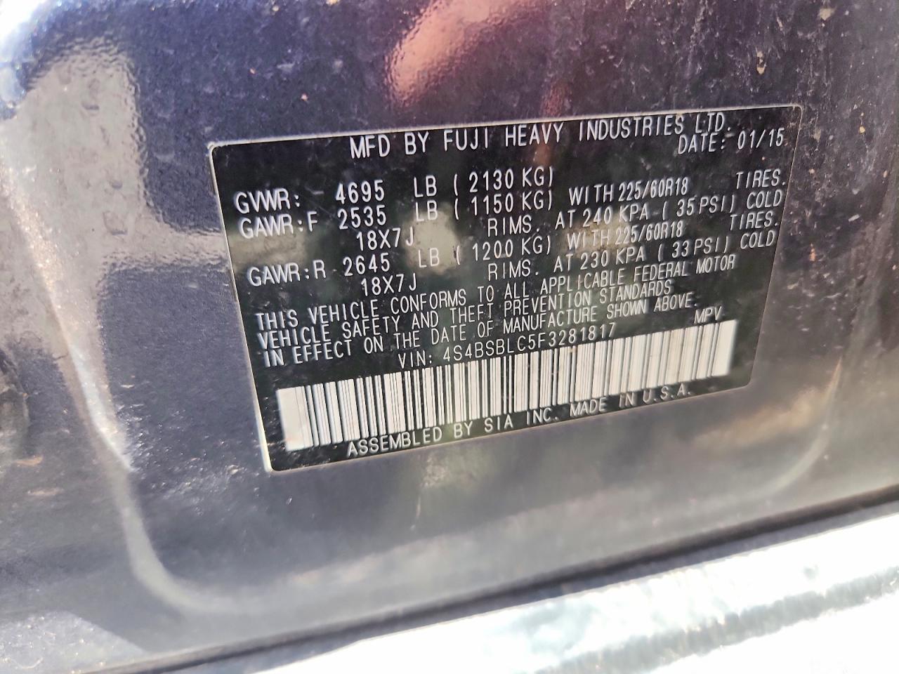 2015 SUBARU OUTBACK