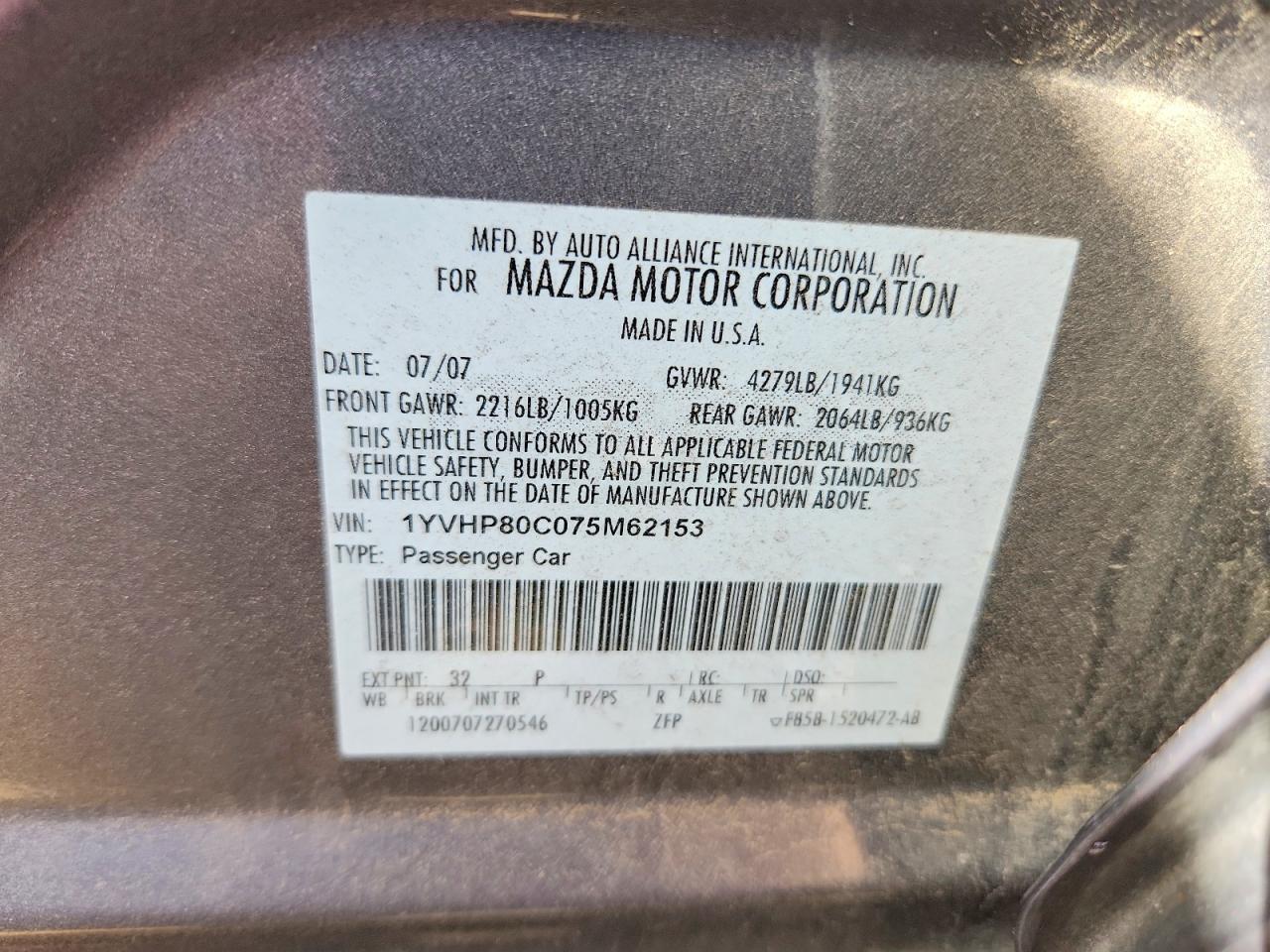 2007 MAZDA 6