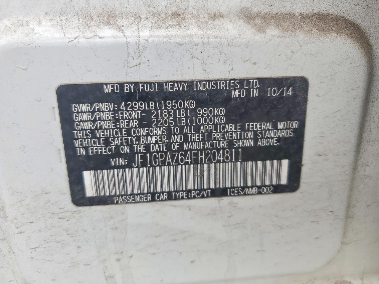 2015 SUBARU IMPREZA