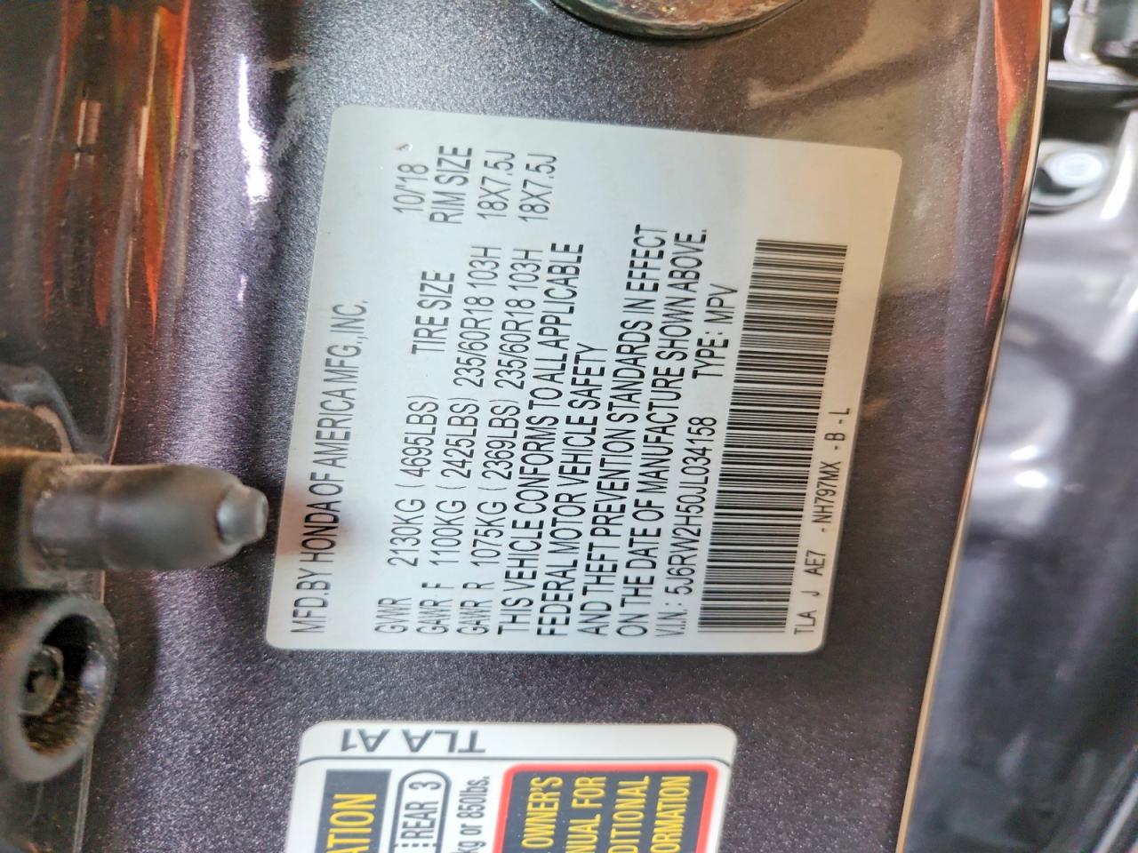 2018 HONDA CRV