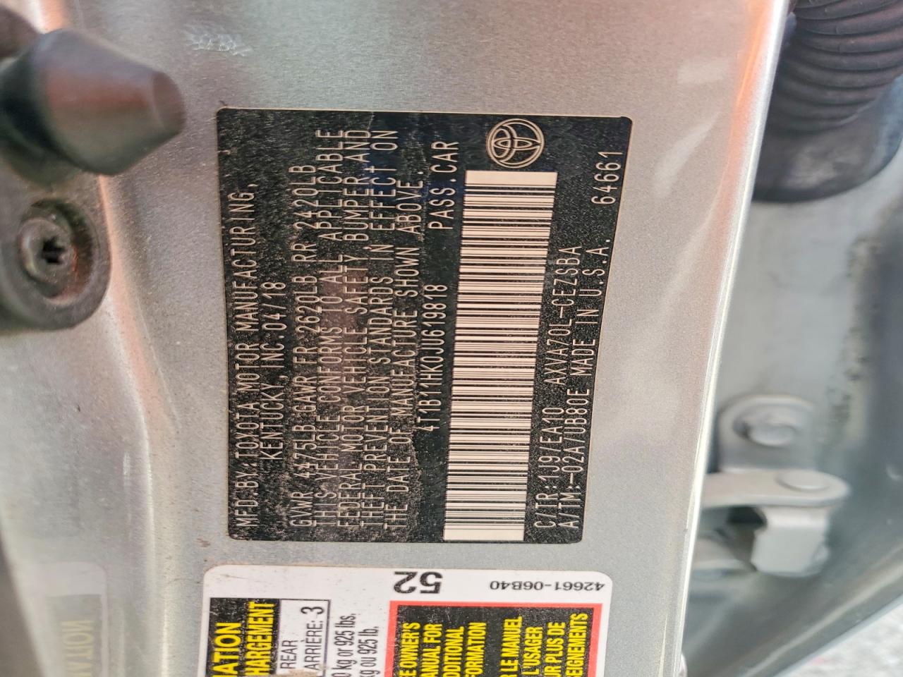 2018 TOYOTA CAMRY