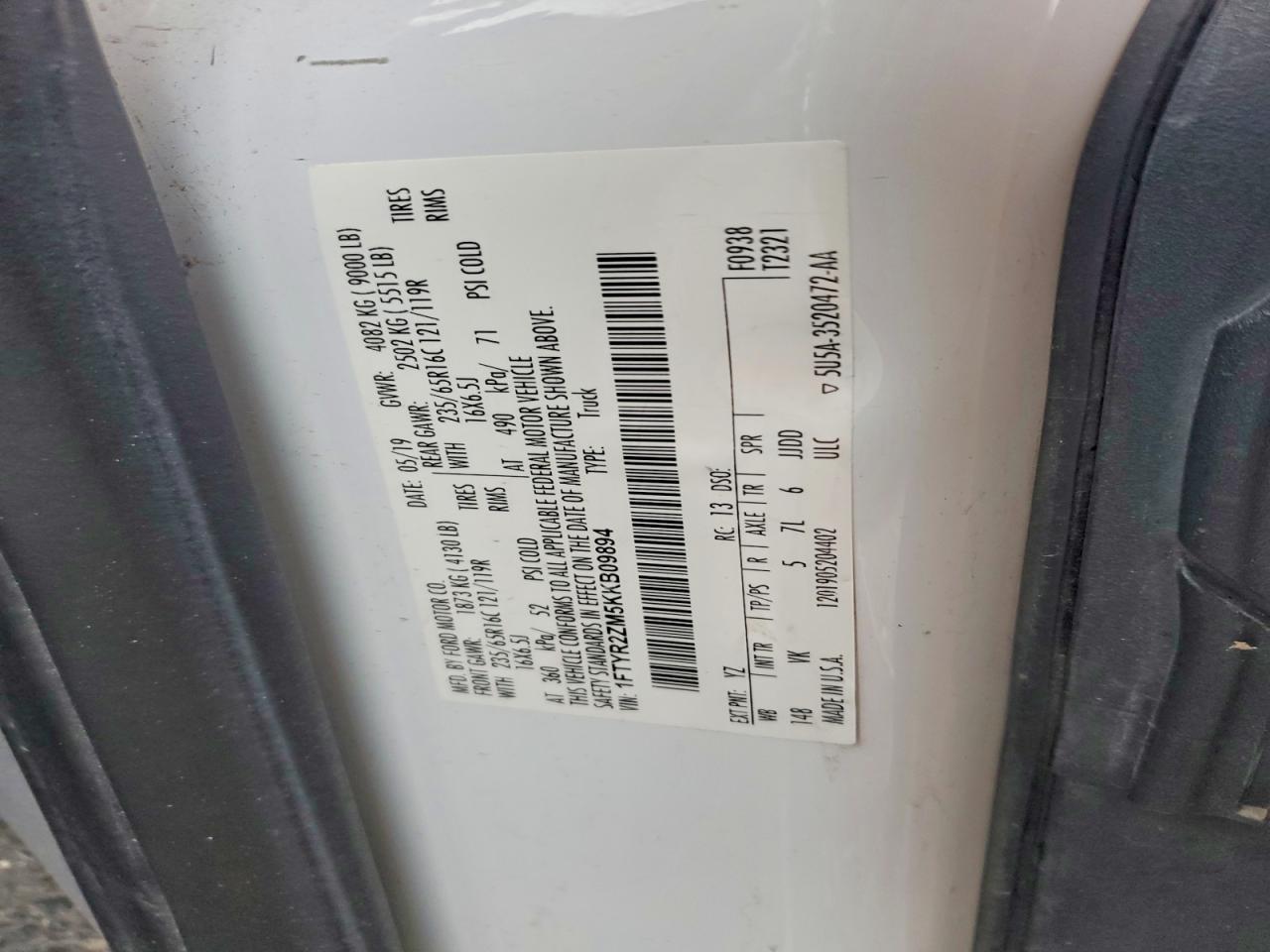 2019 FORD TRANSIT