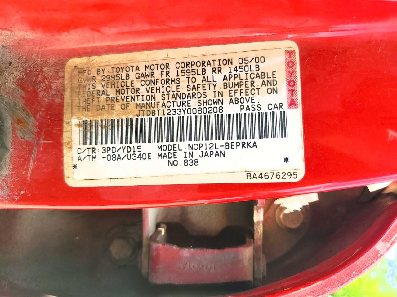 2000 TOYOTA ECHO