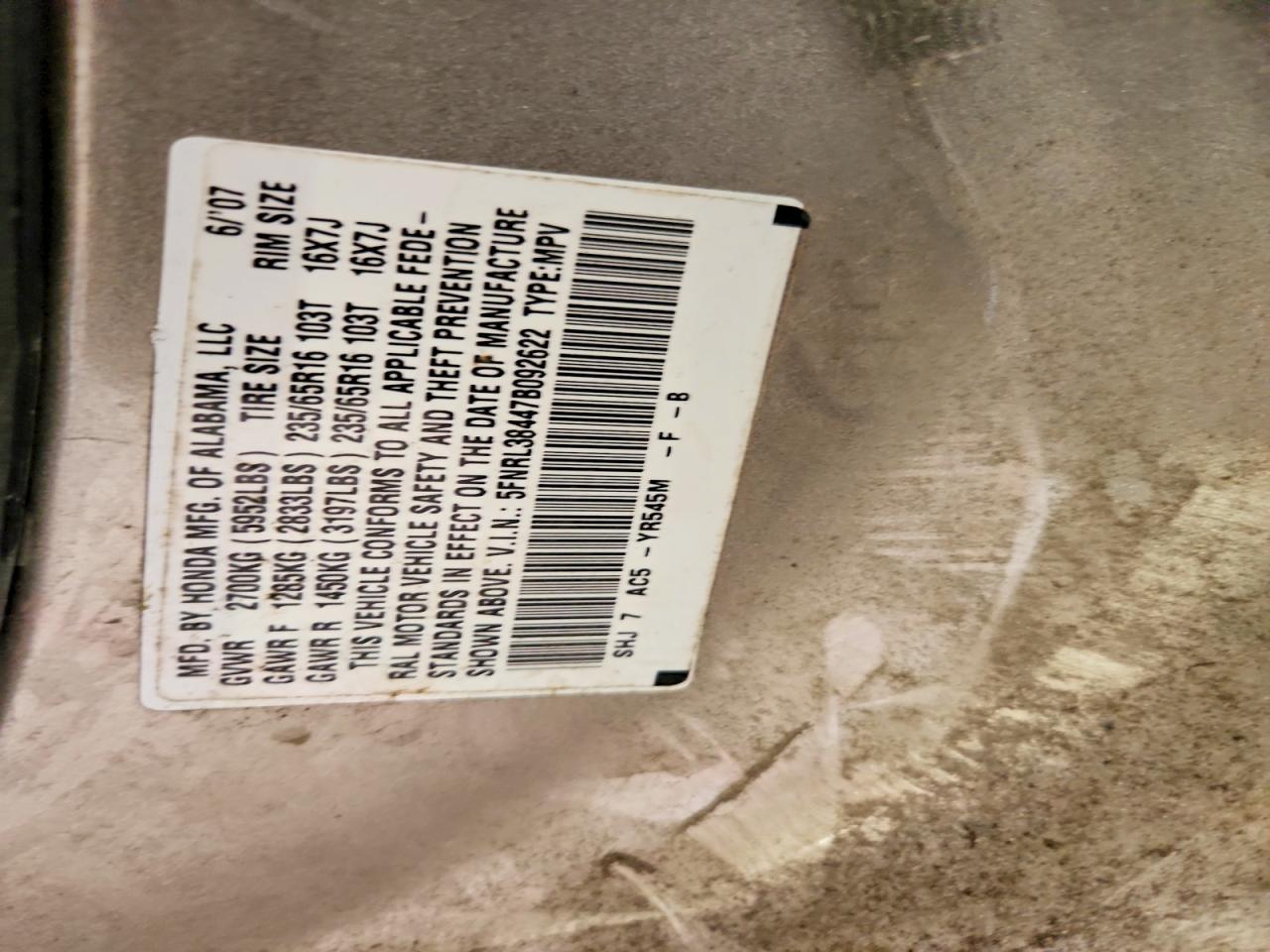 2007 HONDA ODYSSEY