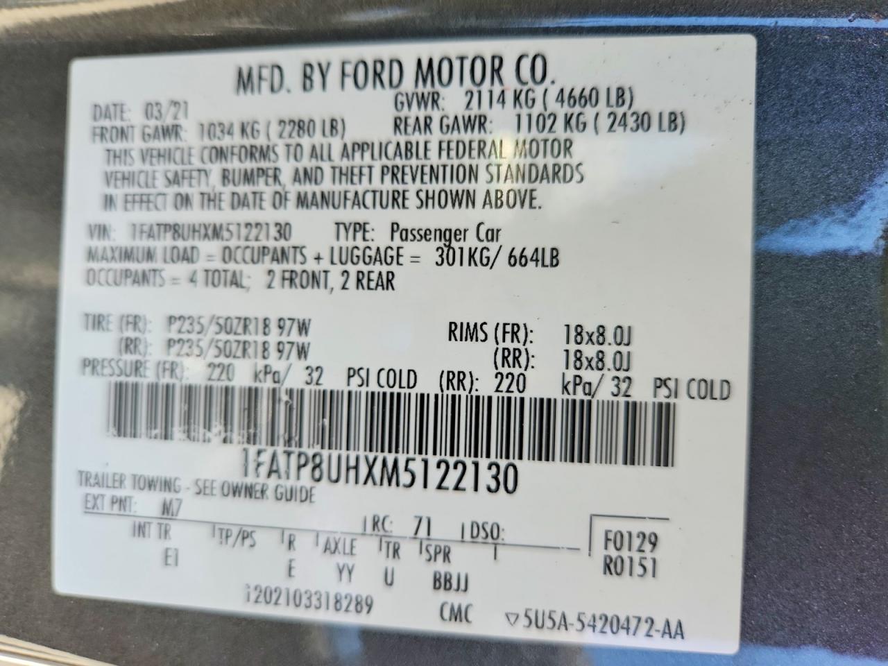 2021 FORD MUSTANG