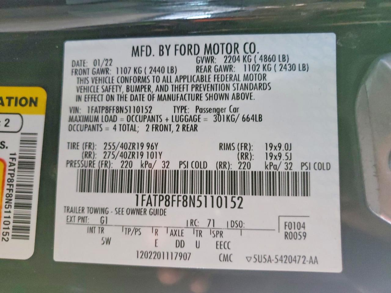 2022 FORD MUSTANG