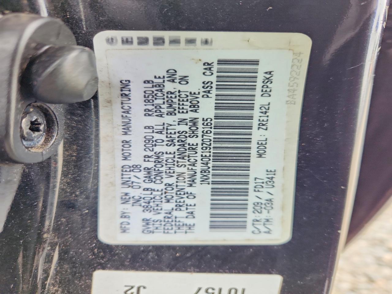 2009 TOYOTA COROLLA