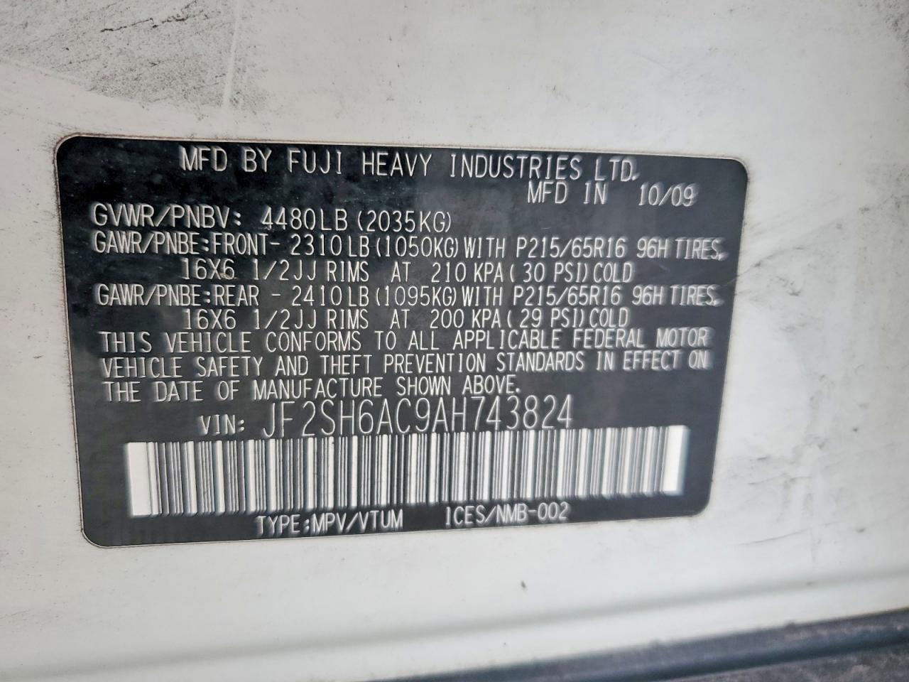 2010 SUBARU FORESTER