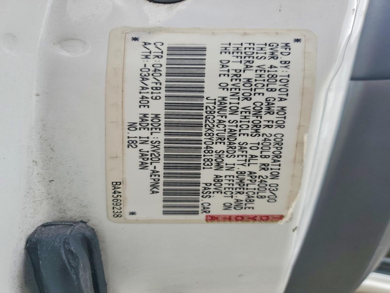 2000 TOYOTA CAMRY