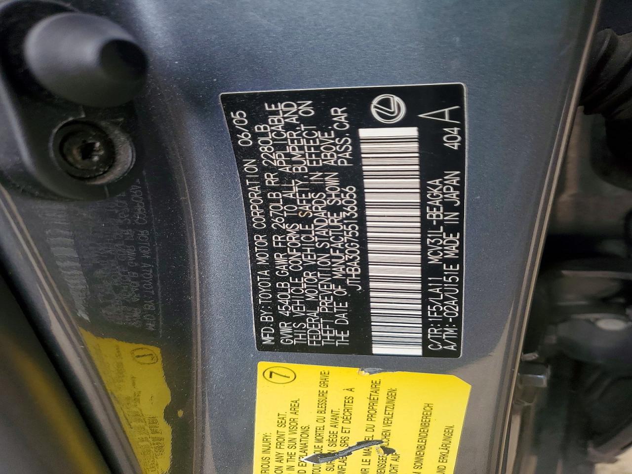 2005 LEXUS ES330