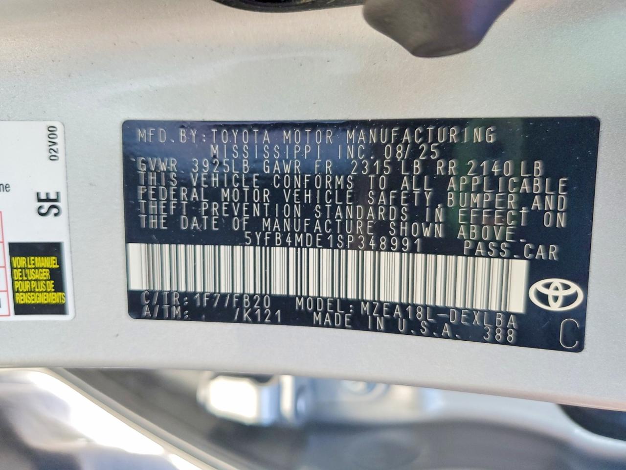 2025 TOYOTA COROLLA