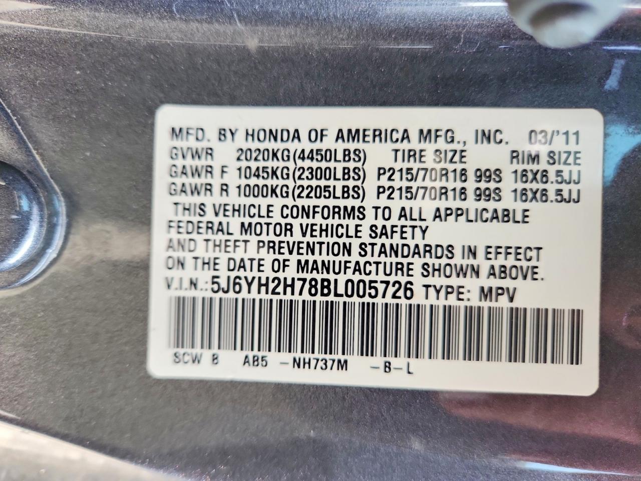 2011 HONDA ELEMENT
