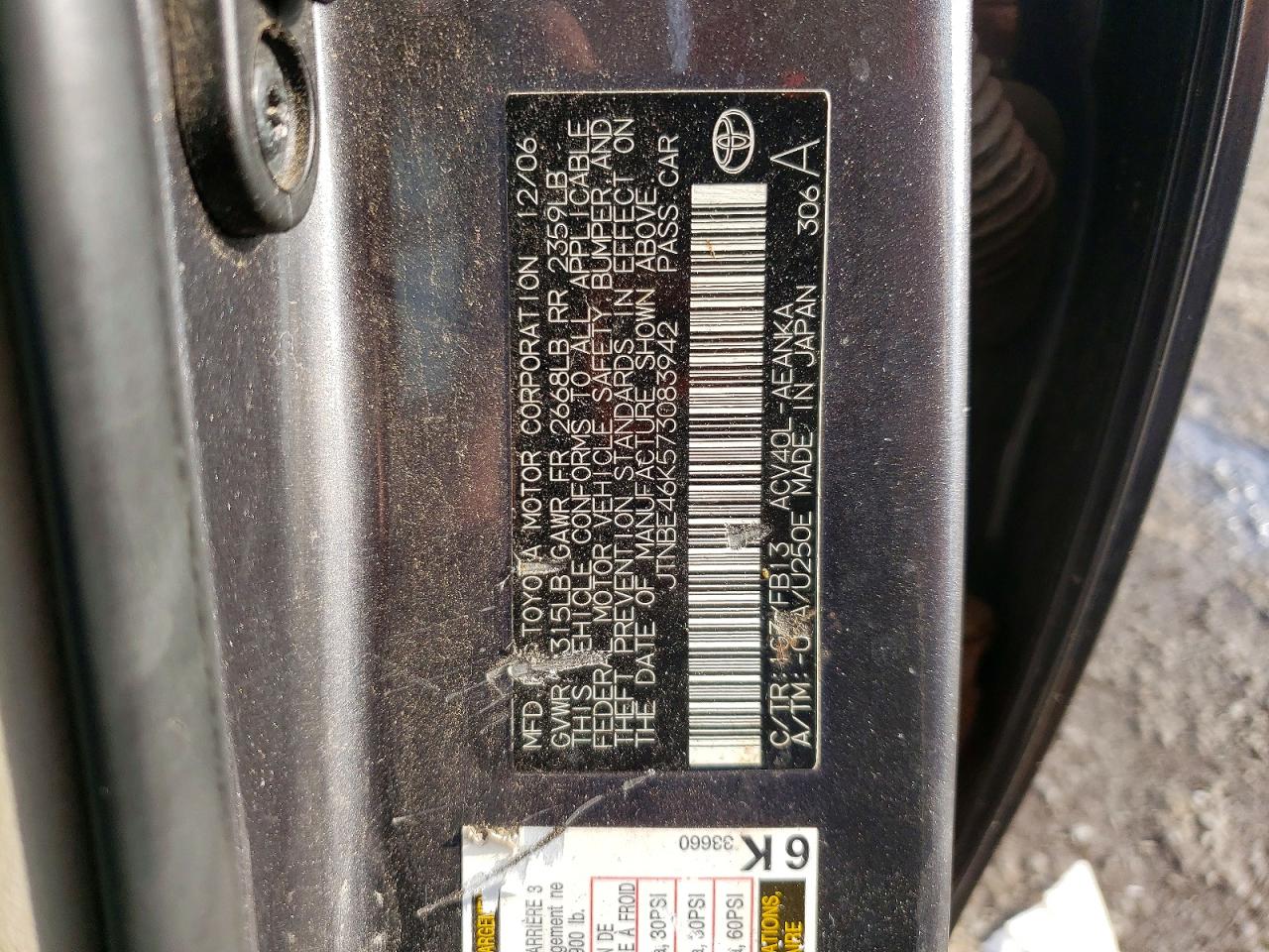 2007 TOYOTA CAMRY