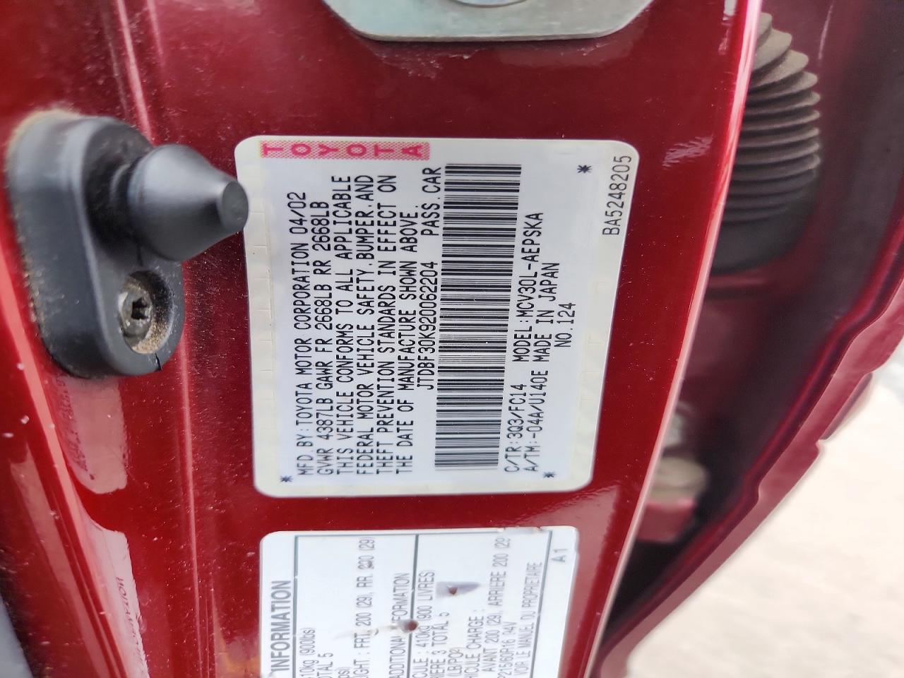2002 TOYOTA CAMRY