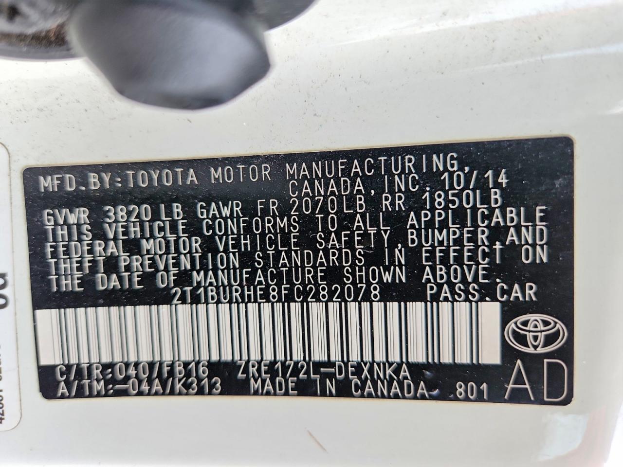2015 TOYOTA COROLLA
